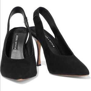 Alice + Olivia Black Suede Slingback Pumps